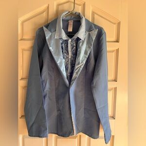 80s Costume Stylish Blue Blazer with Satin Lining